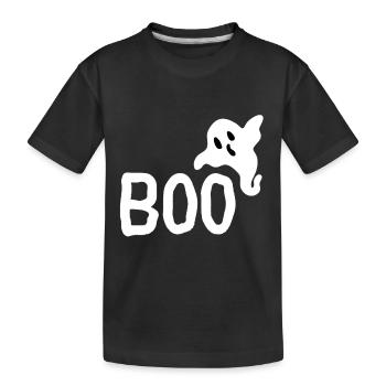 Halloween Boo Geist - Kinder Premium Bio T-Shirt - Schwarz - Vorne