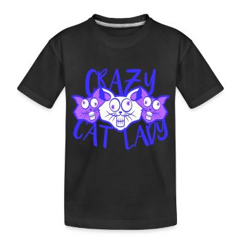 Crazy Cat Lady Text Wahnsinnige Frau Katzen Liebe - Kinder Premium Bio T-Shirt - Schwarz - Vorne
