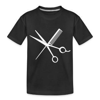 T-shirt de coiffeur élégant : ciseaux et peigne - T-shirt bio Premium Enfant - noir - Devant