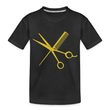 T-shirt de coiffeur élégant : ciseaux et peigne - T-shirt bio Premium Enfant - noir - Devant