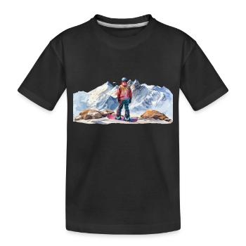 Snowboarder in den Bergen Snowboarder in the - Kinder Premium Bio T-Shirt - Schwarz - Vorne