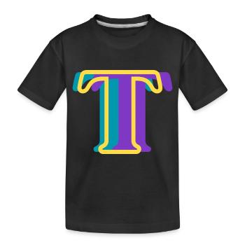 Multi-coloured letter t - Kids' Premium Organic T-Shirt - black - Front