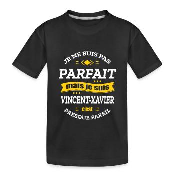VINCENT-XAVIER PARFAIT - PRENOM VINCENT-XAVIER - T-shirt bio Premium Enfant - noir - Devant