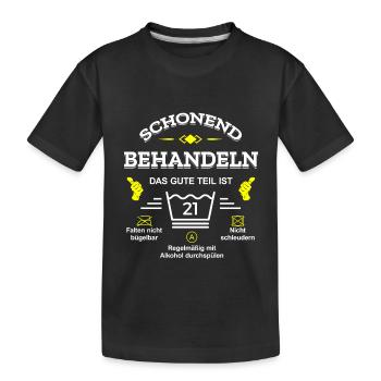 SCHONEND BEHANDELN 21. GEBURTSTAG - Kinder Premium Bio T-Shirt - Schwarz - Vorne