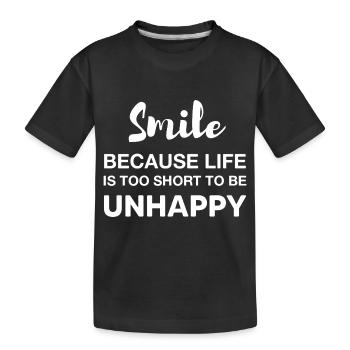 sourire parce que la vie est trop courte pour être malheureux - T-shirt bio Premium Enfant - noir - Devant