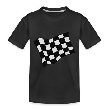 Racing-Zielflagge - Kinder Premium Bio T-Shirt - Schwarz - Vorne