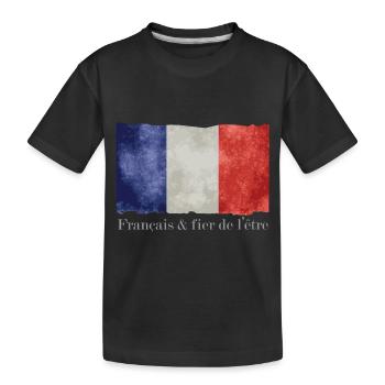 Drapeau France bleu blanc rouge Français fier - T-shirt bio Premium Enfant - noir - Devant
