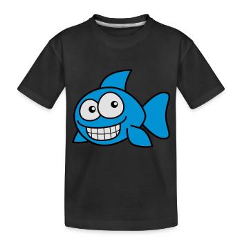 grin_fish_3c - Kinder Premium Bio T-Shirt - Schwarz - Vorne