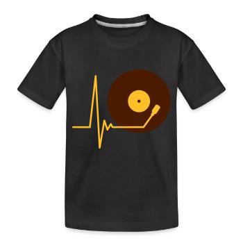 Vinyl Schallplatte Musik Puls Herzschlag Frequenz - Kinder Premium Bio T-Shirt - Schwarz - Vorne