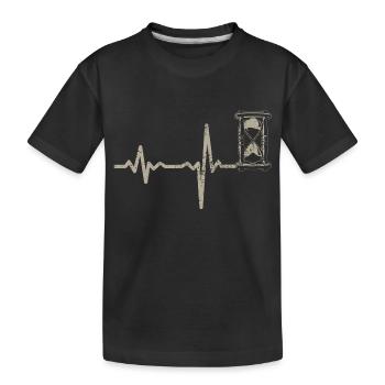 Geschenk Heartbeat Sanduhr - Kinder Premium Bio T-Shirt - Schwarz - Vorne