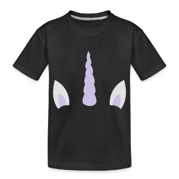 Einhornhorn und Ohren - Kinder Premium Bio T-Shirt - Schwarz - Vorne