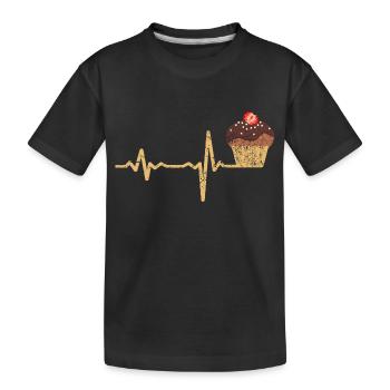 Gift Heartbeat Muffin - Kids' Premium Organic T-Shirt - black - Front