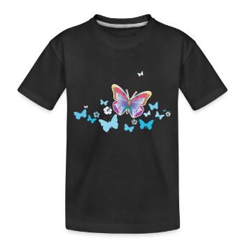 Butterflies Butterflies Insects Spring Summer - Kids' Premium Organic T-Shirt - black - Front
