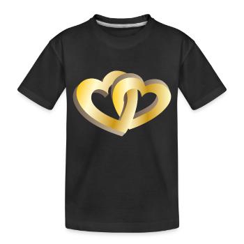 Two golden hearts - Kids' Premium Organic T-Shirt - black - Front