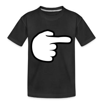 hand comic cartoon zeigen zeigefinger weg rechts l - Kinder Premium Bio T-Shirt - Schwarz - Vorne