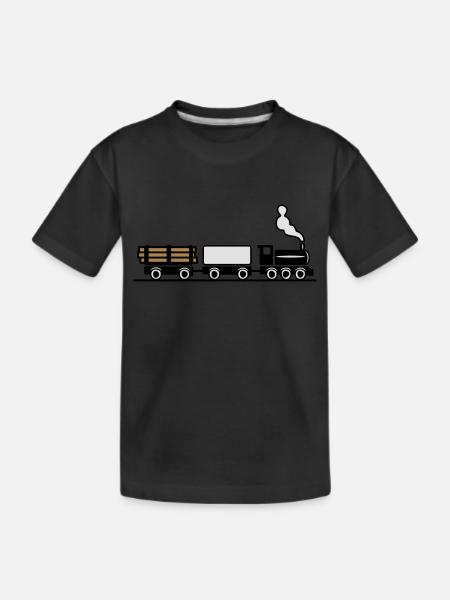 dampflok eisenbahn spielzeug güterzug - Kinder Premium Bio T-Shirt - Schwarz