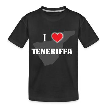 I love TENERIFFA - Ich liebe Teneriffa, Kanaren - Kinder Premium Bio T-Shirt - Schwarz - Vorne