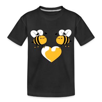 2 bees in love - Kids' Premium Organic T-Shirt - black - Front