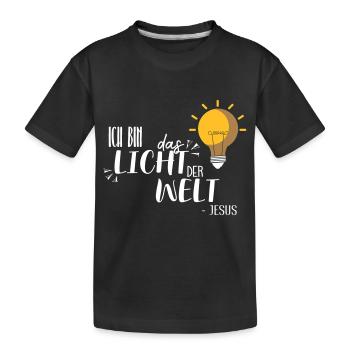 Ich bin das Licht - Kinder Premium Bio T-Shirt - Schwarz - Vorne