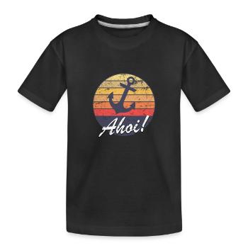 Sunset ahoy! Logo beach sunset - Kids' Premium Organic T-Shirt - black - Front
