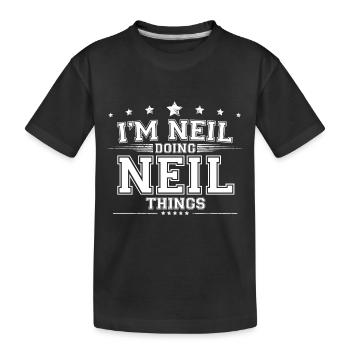 Neil - Kids' Premium Organic T-Shirt - black - Front