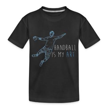handball handballer handballteam sprungwurf sport - Kinder Premium Bio T-Shirt - Schwarz - Vorne