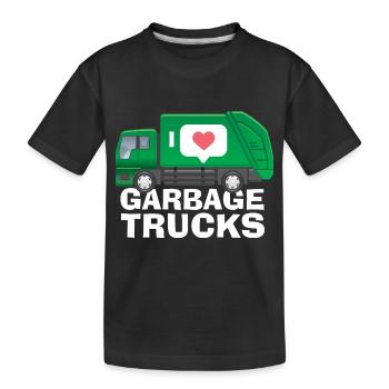 I love garbage trucks - Kids' Premium Organic T-Shirt - black - Front