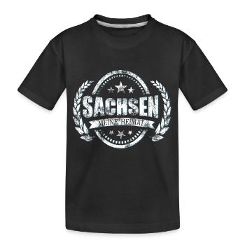 Meine Heimat ist Sachsen - Kinder Premium Bio T-Shirt - Schwarz - Vorne