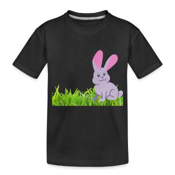 Kaninchen auf Gras - Kinder Premium Bio T-Shirt - Schwarz - Vorne