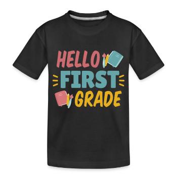 Hallo Erstklässler Hallo Erstklässler Geschenkinsp - Kinder Premium Bio T-Shirt - Schwarz - Vorne