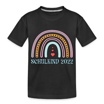 Schulkind 2022 Schulanfang Regenbogen Einschulung - Kinder Premium Bio T-Shirt - Schwarz - Vorne