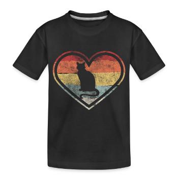Retro Katzen Herz Katze Geschenk Katzenliebe - Kinder Premium Bio T-Shirt - Schwarz - Vorne