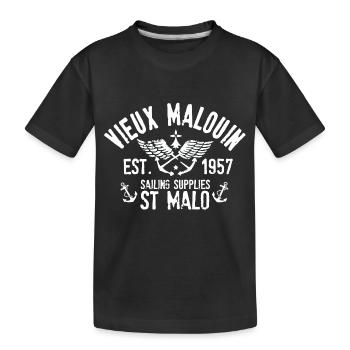 Old Malouin Sailing Supplies - Kids' Premium Organic T-Shirt - black - Front