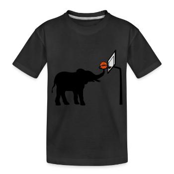 Silhouette d’éléphant jouant au basket-ball - T-shirt bio Premium Enfant - noir - Devant