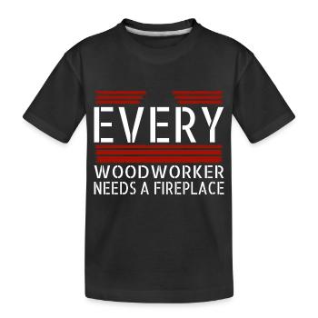 carpentry wood woodcutter apprentice - Kids' Premium Organic T-Shirt - black - Front