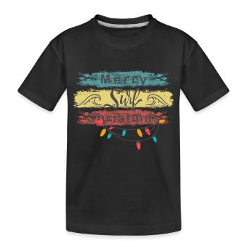 Merry Surf Christmas - Weihnachtsdesign - Kinder Premium Bio T-Shirt - Schwarz - Vorne