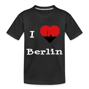 I Love Berlin Fernsehturm Herz Silhouette - Kinder Premium Bio T-Shirt - Schwarz - Vorne