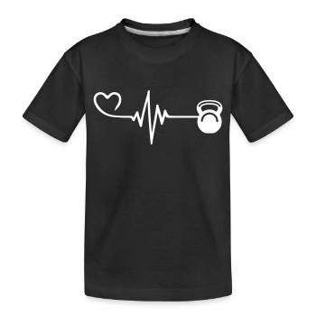 Dumbbell heartbeat - Kids' Premium Organic T-Shirt - black - Front