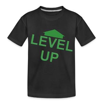 Grüner Pfeil nach oben - Kinder Premium Bio T-Shirt - Schwarz - Vorne
