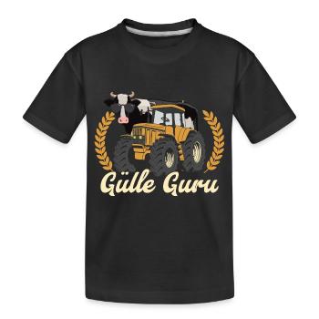 Gülle Guru Traktor Landwirt Bauer Geschenk - Kinder Premium Bio T-Shirt - Schwarz - Vorne