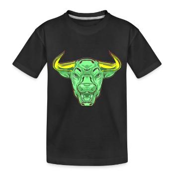 tête de taureau vache noir blanc mignon rouge drôle rancher taureau - T-shirt bio Premium Enfant - noir - Devant
