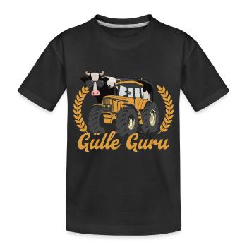 Manure Guru Cow Farmer - Kids' Premium Organic T-Shirt - black - Front