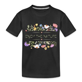 Enjoy the Nature Flowers Heart - Kids' Premium Organic T-Shirt - black - Front