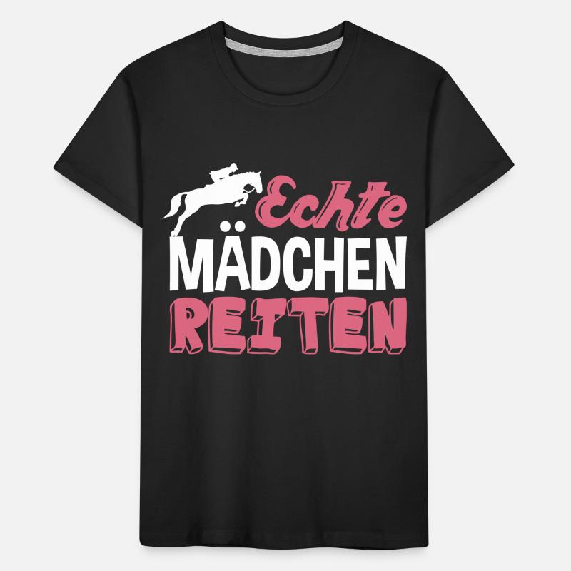 Echte Mädchen reiten Kinder Premium Bio T-Shirt