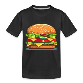 Colorful tasty hamburger cheeseburger illustration - Kids' Premium Organic T-Shirt - black - Front