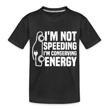 Je n’accélère pas, j’économise de l’énergie Véhicule électrique - T-shirt bio Premium Enfant - noir - Devant
