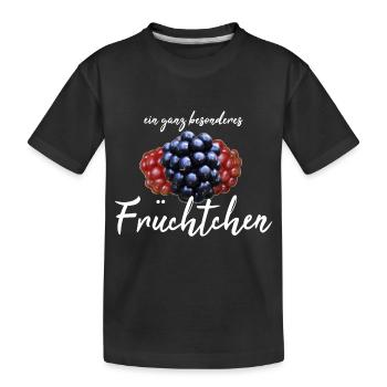 Früchtchen frech - Kinder Premium Bio T-Shirt - Schwarz - Vorne