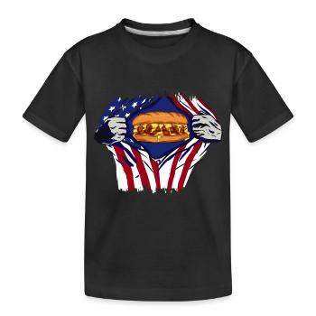 Independence Day American Flag Burger 4. - Kids' Premium Organic T-Shirt - black - Front