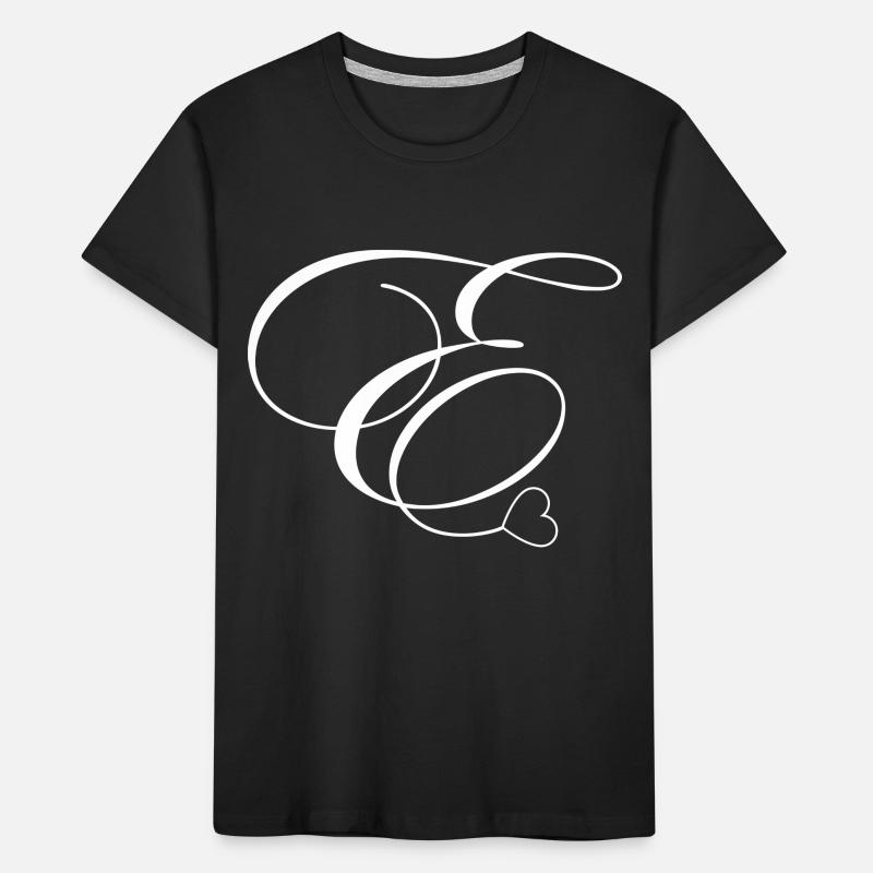 Buchstabe e Kalligraphie Herz Kinder Premium Bio T-Shirt