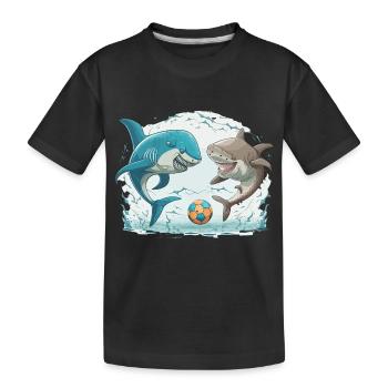 Haifisch-Kick - Kinder Premium Bio T-Shirt - Schwarz - Vorne
